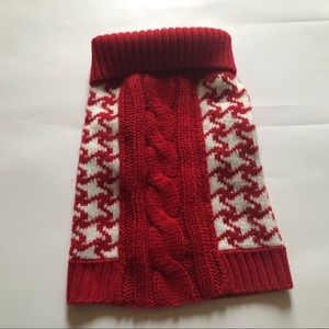 Red white dog sweater Small